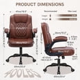 thumbnail image 3 of COOLHUT PU Leather Ergonomic Office Chair, Mid Back Home Computer Chair with Flip-up Armrest, Adjustable Height & Back Support, 360° Swivel Gaming Chair with Wheels & Rocking Function, Space Saving, 3 of 9