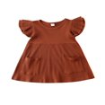 thumbnail image 1 of Filles Bébé Habiller Volants Solides Poche Genou Longueur une-Ligne Robe, 1 of 6