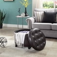 thumbnail image 1 of Convenience Concepts Designs4Comfort Pouf Rond en Similicuir Espresso, 1 of 5