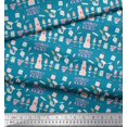 thumbnail image 3 of Soimoi Blue polyester Crepe Fabric Cupcake Party Print Sewing Fabric Yard 52 Inch Wide, 3 of 5