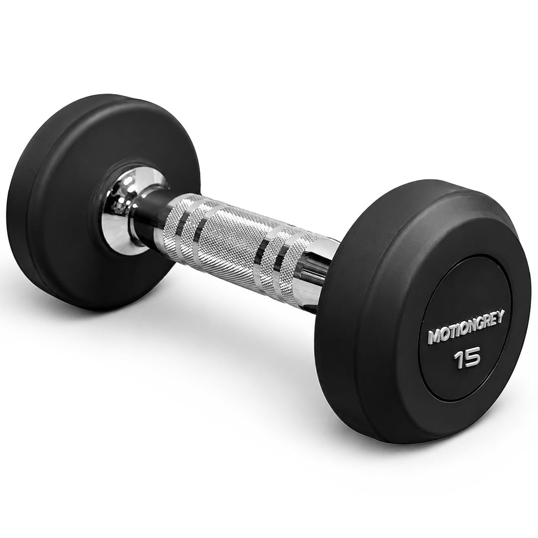 MotionGrey 15 lb Single Fixed Weight Dumbbell for Home Gym Strength Training, Toning, Walking and Light Workouts