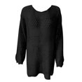 thumbnail image 1 of cfhntfmh Robes de Plage pour Femmes Été Mode Ajourée Couvre-Maillot U.S Douce à Manches Longues Col Ras du Cou Robe Mini Tricotée, 1 of 4