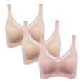 thumbnail image 4 of Kyusrd Plus Size Cut-Off Seamless Bra For Women'S 3Pcs Supportive Full Coverage Wireless Bralette Bra Adjustable Shoulder Straps Bra Soild Color Everyday Athletic Sport Bra, 4 of 9