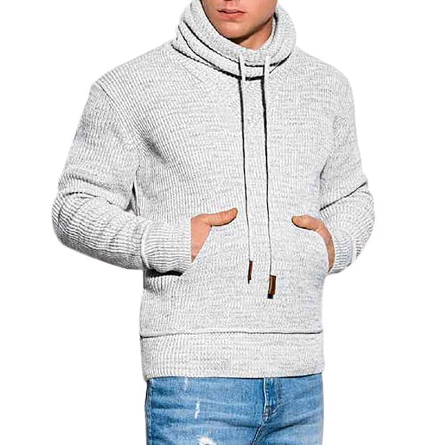 EGNMCR Jackets for Men Men's Fashion Fall Winter Sweater Loose Large Size Mixed Color Sweater Hooded Pullover Sweater