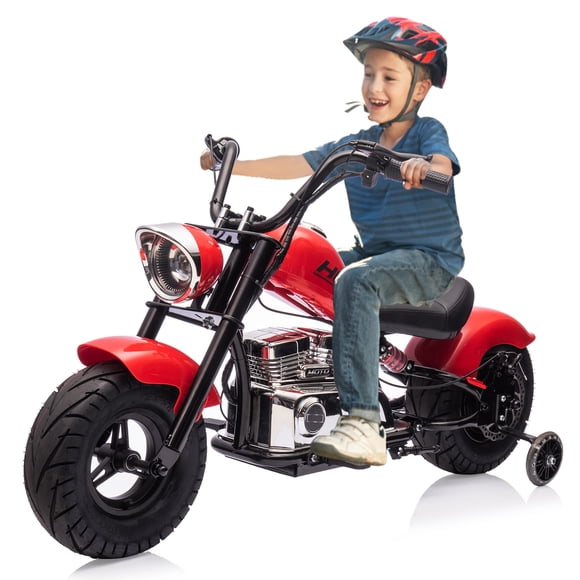 36V Off-Road Electric Dirt Bike Kids Scooter with LED Light & Leather Seat, 350w Brushless Motor, 16.5Mph Max Speed, Spring Suspension