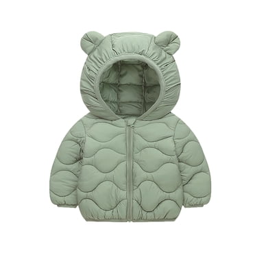 MIASHUI Manteaux d'Hiver Filles Garçons Manteau en Duvet à Capuche avec Oreilles d'Ours Épais Chaud, Vert, 12-18 Mois