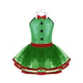 thumbnail image 1 of ranrann Jupe Tutu à Sequins Col Halter pour Filles Robe de Danse Ballet Déguisement Vert 6, 1 of 5