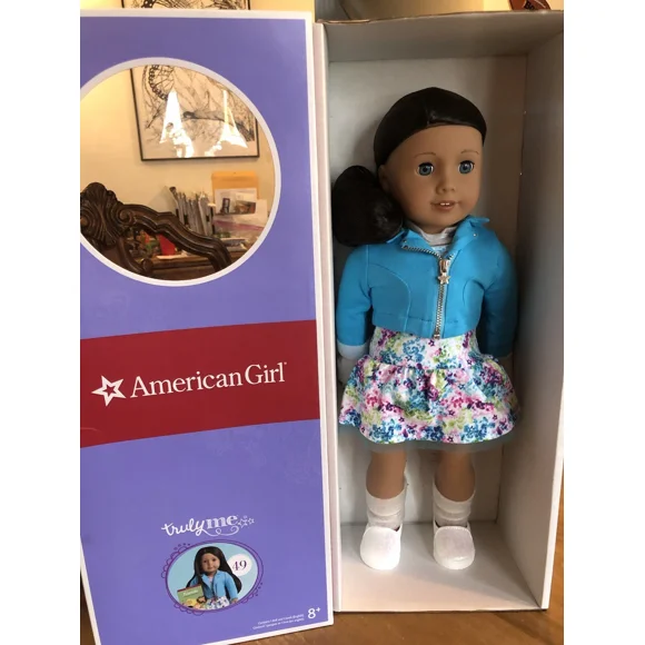 American Girl Poupée No 49 Retraité Cheveux Bruns/noir Ondulés et Yeux Bleus Nouveau Truly Me