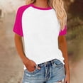 thumbnail image 5 of Womens Summer Raglan T-Shirts Color Block Plus Size Baseball Tees Casual Short Sleeve Loose Pullover Hot Pink, 4XL, 5 of 5