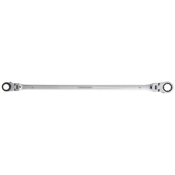 Mountain 12x14mm Double Box Universal Spline Reversible Ratcheting Wrench; 90 Tooth Design Long Flexible Reversible; MTNRM1214