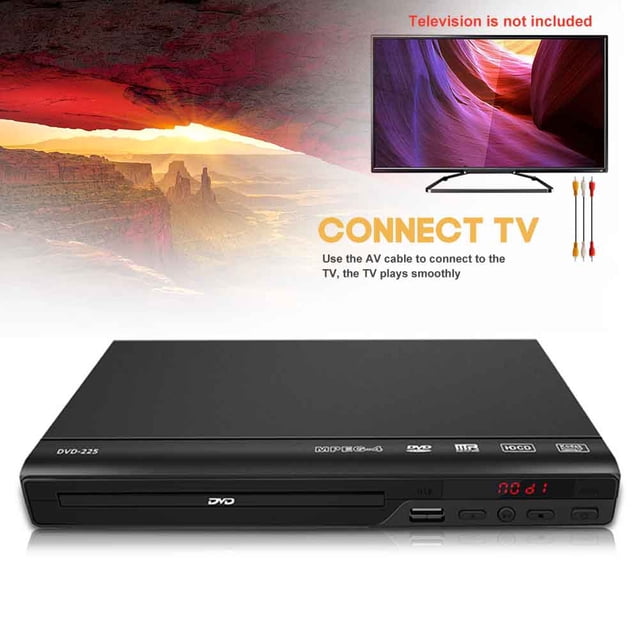 Lecteur DVD 720P Divertissement avec Câble AV Musique Audio Compatible USB pour Téléviseur