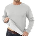 thumbnail image 3 of Hot6sl Économies d'Été Liquidation Blouses & Chemises à Manches Longues Col Rond, Mode Décontractée pour Hommes Couleur Unie Chaleur Facile Blouses Amples à Manches Longues Col Rond, Blouse pour Hommes Gris, TG, 3 of 8