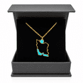 thumbnail image 3 of Iran Map 18K Gold-Plated Pendant Necklace with Turquoise Enamel Inlay, 18" Chain and Gift Box Included, 3 of 5