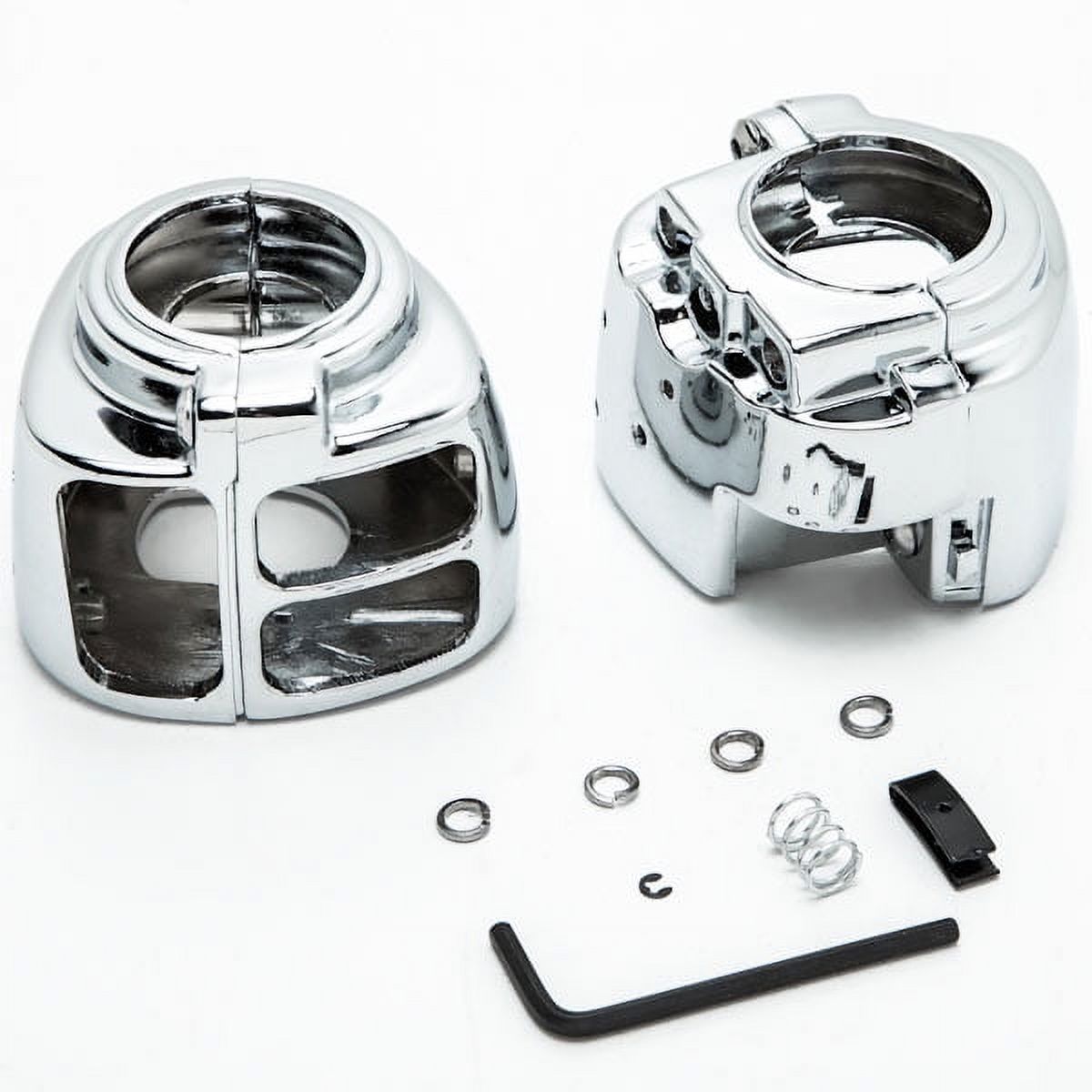 Krator Kit de Couverture de Contrôle de Commutateur de Guidon Chromé Compatible avec Harley Davidson Dyna 2006-2012
