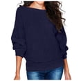 thumbnail image 1 of Ketyyh-chn99 Chandails pour Femmes Mode Tendance Ample Mignon T-Shirt à Manches Longues Col Ras du Cou pour Femmes Bleu, TG, 1 of 4