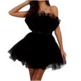 thumbnail image 4 of Économies à Durée Limitée, Robe Courte Sans Manches pour Femme en Maille Unie Style Princesse Sans Bretelles pour Tenue Décontractée et de Soirée Style Polyvalent/polyester, Rose Vif, Sopatenor, 4 of 8