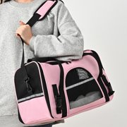 Czzoypi Portable Pet Carrier Bag, Foldable Breathable Transparent Pet Travel Bag, Soft Removable Cushion Shoulder Straddle Carrier for Cats Dogs Up to 7.5kg, Pink