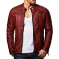 thumbnail image 2 of Leather Motorcycle Jacket Mens Leather Plus Fleece Jacket, Motorcycle Jacket, Warm Leather Jacket, 2 of 7