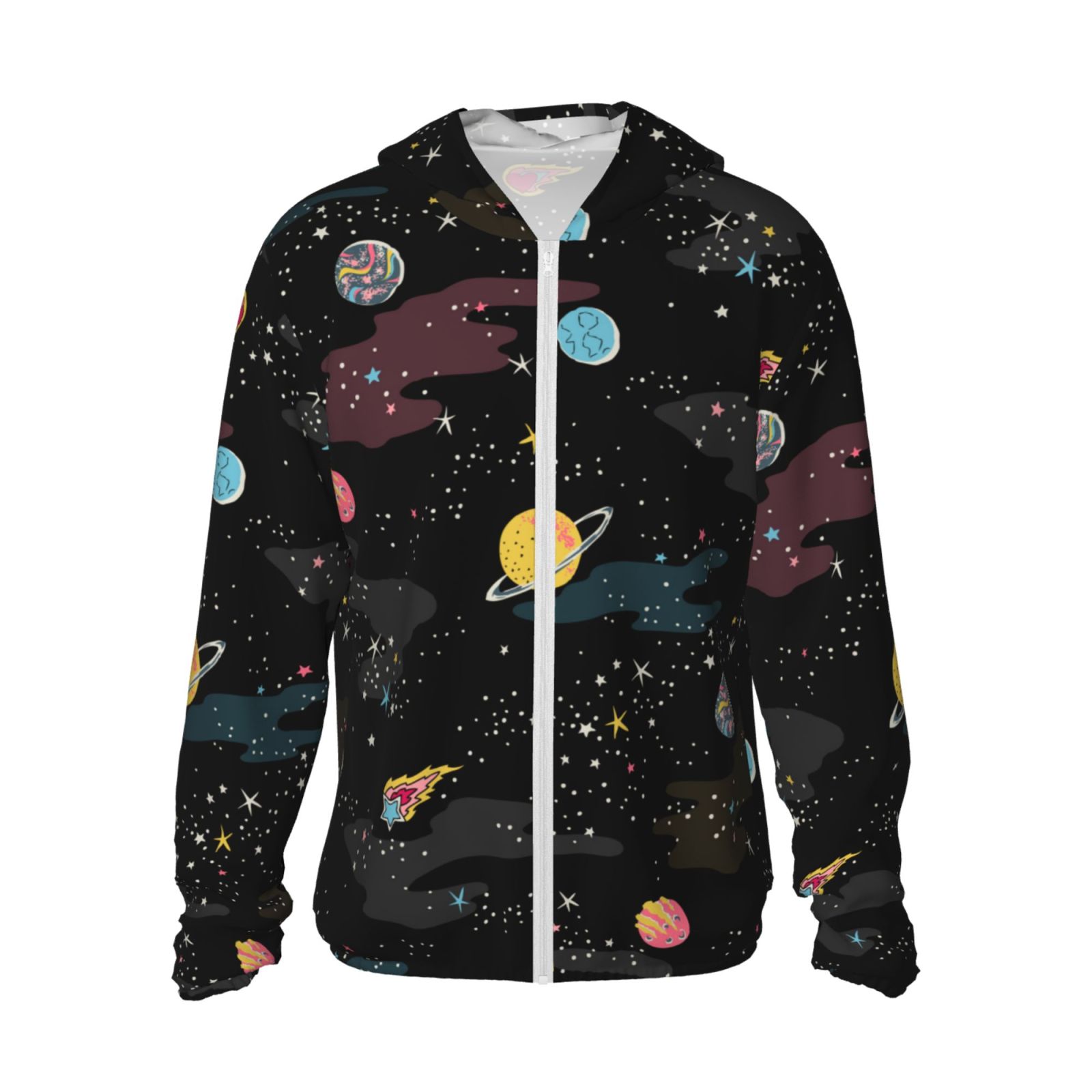 Lsque Galaxy Pattern UPF 50+ Lightweight Sun Protection Men's Women's Long Sleeve Shirt, Hoodie Performance -Large