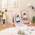 thumbnail image 2 of Costway Toddler Slide and Swing Set 4-in-1 Indoor Playground with Extended Slide & Swing Pink, 2 of 10