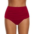 thumbnail image 1 of Riforla Swimsuit Bottoms for Women Plus Size High Rise Ruched Solid Color Bikini Briefs for Swim Bathing Suit Bottoms Red XXL, 1 of 5