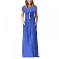 thumbnail image 1 of MesaSe Femmes à Manches Courtes Ample Maxi Robes Robes Longues Décontractées avec Poches, 1 of 5