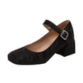 thumbnail image 1 of Kcodviy Robe Taupe en Cuir Uni pour Femmes à Boucle, Bout Rond, Talons Épais en Cuir, Chaussures à Talons Hauts, 1 of 8