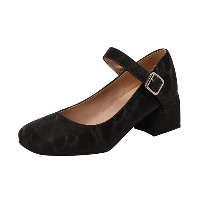 Kcodviy Robe Taupe en Cuir Uni pour Femmes à Boucle, Bout Rond, Talons Épais en Cuir, Chaussures à Talons Hauts