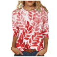 thumbnail image 2 of Jsaierl Automne Manches 3/4 Hauts pour Femmes Décontractés Col Rond Chemises Mode Imprimées T-Shirts Confortables Légers 2024 Blouses pour Dames, 2 of 5