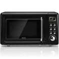 thumbnail image 1 of Costway 0.7Cu.ft Retro Countertop Microwave Oven 700W LED Display Glass Turntable Black, 1 of 10
