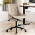 thumbnail image 3 of Home Office Desk Chair with Wheels Modern Ergonomic Wide Task Chair with Adjustable Back Swivel Rolling Vanity Chair Faux Leather Comfortable Armless Computer Task Chair Study Olive, 3 of 3