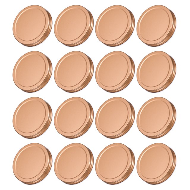 Unique Bargains 16Pack 86mm/3.39' Wide Mouth Tin Plate Mason Jar Lids for Canning Jars, Rose Gold