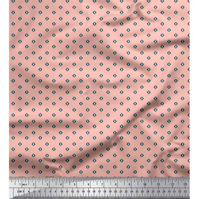 Soimoi Poly Georgette Fabric Geometric Small Print Sewing Fabric Yard 52 Inch Wide