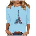 thumbnail image 3 of Pompotops T-shirt Ample Imprimé pour Femme Blouse à Manches 3/4 Col Rond Hauts Décontractés Liquidation, 3 of 4