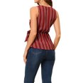 thumbnail image 3 of INSPIRE CHIC Hauts d'Été pour Femmes Sans Manches à Encolure en V Portefeuille à Nouer à la Taille TP Rouge, 3 of 7