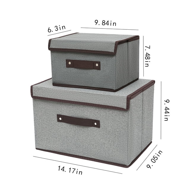Room Storage and Organization Bedroom Foldable Storage Box with Lid 2Pcs (Large + Small) Fabric Storage Box with Lid, Closet Storage Box, Room Organization, Office Storage, Toy Storage
