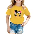thumbnail image 1 of PMVFHDE Hauts d'Été pour Fille Hauts d'Été pour Filles T-Shirts pour Fille T-Shirts Graphiques Ensembles de Shorts et Hauts pour Filles T-Shirt Graphique à Col Rond à Manches Courtes pour Fille T-Shirt d'Été Jaune, 5-6 Ans, 1 of 5