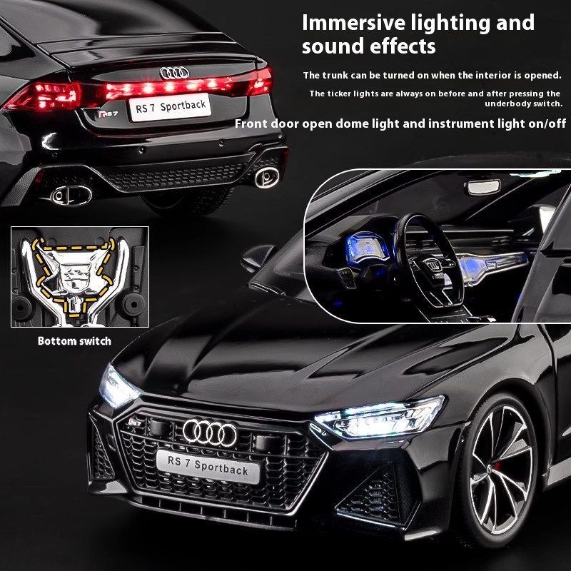 1:18 AUDI RS7 Sportback Key Version Alloy Car Model Sound and