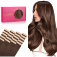 thumbnail image 1 of GFDYREE WENNALIFE Tape in Hair Extensions for Women, 20pcs 50g 16 inch Chocolate Brown Tape in Hair Extensions Human Hair Rallonge Cheveux Humain Straight Invisible Hair Extensions Real Huma, 1 of 6