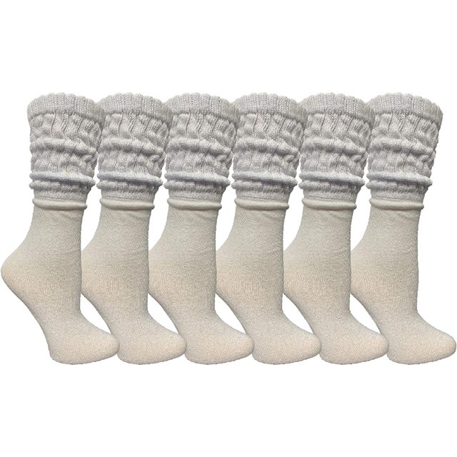 6 Pairs AmPm Womens Cotton Slouch Chunky Socks, Womens Knee High Boot Socks
