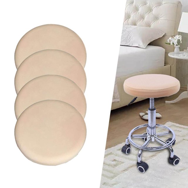 Coussin de Tabouret Rond Durable Doux Lavable Housses de Tabouret pour Chaise de 12-18 Pouces beige