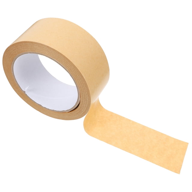 Orange Kraft Paper Sealing Tape for Package Use 45MMx25M with strong adhesive and no water needed. The tape is made of thermal sensitive adhesive on kraft paper, offering tensile strength, waterproofing, and moisture resistance. It features a self-adhesive design, resists curling, abrasion, water, solvents, and oil, and can be torn by hand for convenience. Suitable for packaging, binding, splicing, carton sealing, and reinforcing. The roll measures 45mm in width and 25m in length.