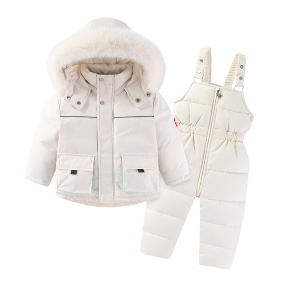 Srobpty Toddler Long Sleeve Casual Set, Boys Girls Fashion Solid Color Down Jackets Keep Thickening Warm Outdoor Coat JumpSet