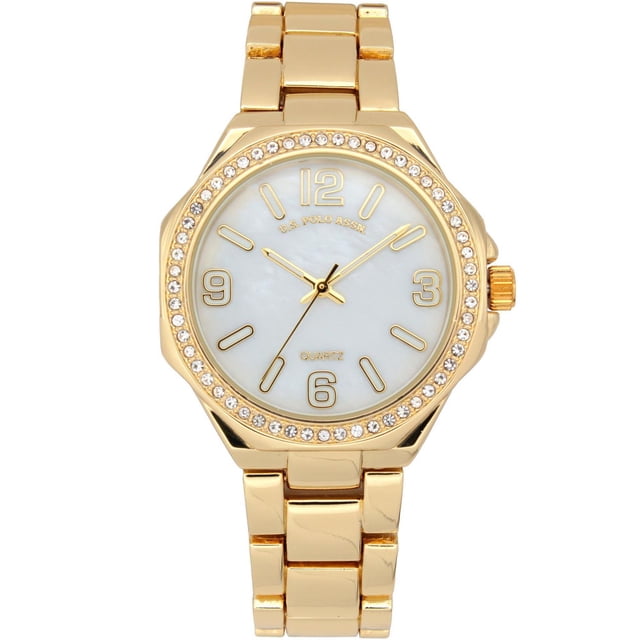 U.S. Polo Assn. Women's Gold-Tone Crystal Accent Quartz Watch