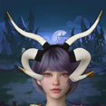 thumbnail image 1 of Devil Sheep Headband Gothic Punk Hair Accessory for Fancy Dress Costume White, 1 of 8