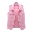 thumbnail image 1 of Denim Vest for Women Plus Size Casual Button Down Solid Color Ripped Crop Jacket Vest Waistcoat Streetwear, 1 of 6