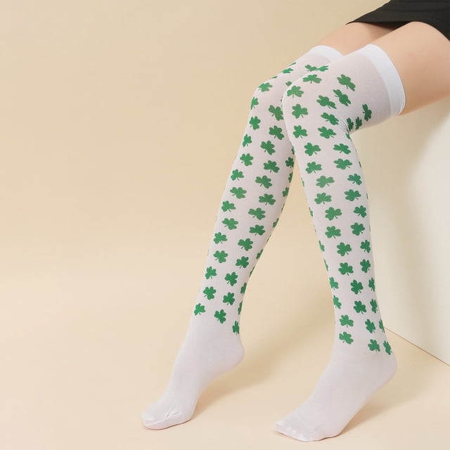 Oxodoi St.Patrick's Day Party Striped High Socks Women Over Knee High Socks Compression Socks(Length:70CM)