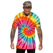 LUOGENLI T-shirts Homme pour Hommes Hommes Été Hawaii Plage Casual Sports Tie Dye Lettering Crewneck T Shirt Top 4xl T-shirts pour hommes Tees graphiques Tee de Pâques Tee T-hirs Hommes Blancs Vêtements d'été Rouge L