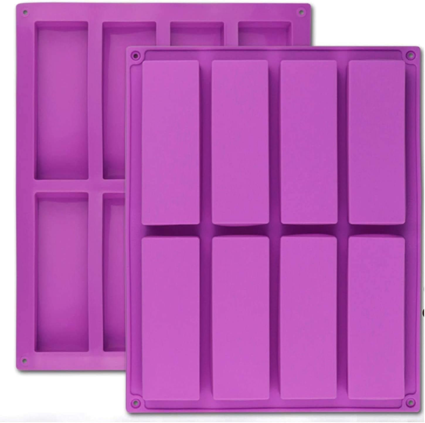 Rectangle Granola Bar Silicone Mold (2PCS) - 8 Cavity Nutrition Cereal Bar Mold for Baking