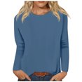 thumbnail image 1 of Timegard Womens Tops Long Sleeve Round Neck Solid Color Basic Tee Fall Casual Comfy Loose Tops Blouse, 1 of 5